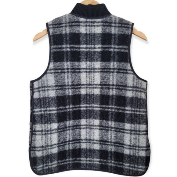 Madewell Reversible Wool Copeland Plaid Vest Black and White, Sz M - Picture 5 of 7